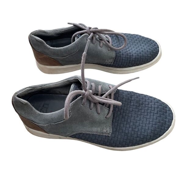 UGG Hepner Grey Suede Leather Woven Trainer Lace Up Shoe Sneaker Mens 8.5 - Picture 14 of 15